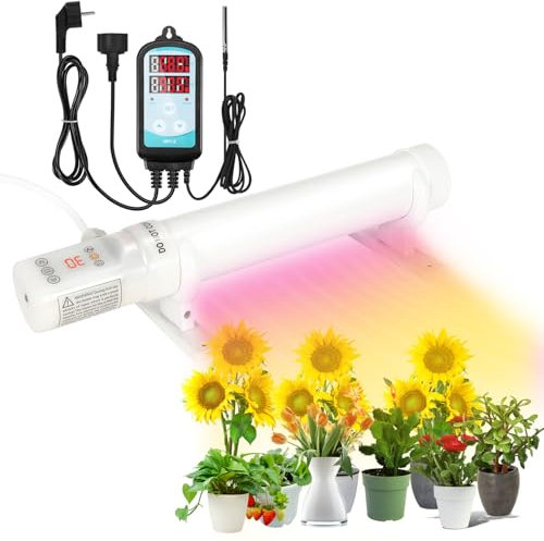 180W Gewächshausheizung, Elektrische Heizung für Gewächshäuser, Frostwächter Gewächshaus mit Thermostat,Zeitgesteuert, Buchungszeit, Zykluszeit, Heizung Bereich 6m², für Gewächshaus, Weinkeller