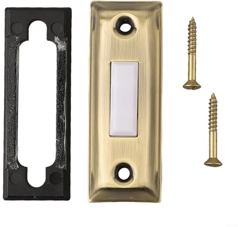 Niceminiwall Campanello in metallo illuminato da parete, in ottone anticato, pulsante per campanello in metallo, tradizionale pulsante rettangolare in metallo con luce per ingressi di casa