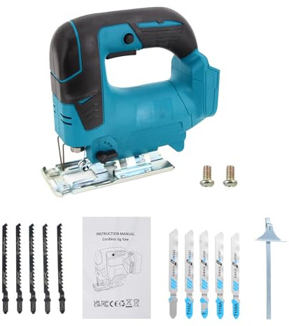 Vislone Electric Jigsaw 1300SPM with 10 Blades for Wood Plastic Metal Cutting Support 3 Orbital Sets and 45-Degree Bevel Cutting Ergonomic Design for Comfort