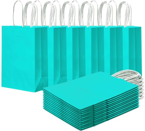 Gcardist 24PCS kleine Geschenk-Tasche mit Griffen Bulk 8.3x6 x3Inch Geschenk-Taschen Hellgrün Taschen mehrere Verwendungen (15x8x21cm, kleine Größe)