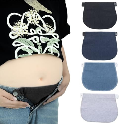 KEWUF 4 Pezzi Allarga Pantaloni Fibbia Di Estensione Regolabile, Estensori per pantaloni, Bottone Allarga Pantaloni, Estensori Cintura Premaman, Prolunga Pantaloni Gravidanza per Donne Incinte
