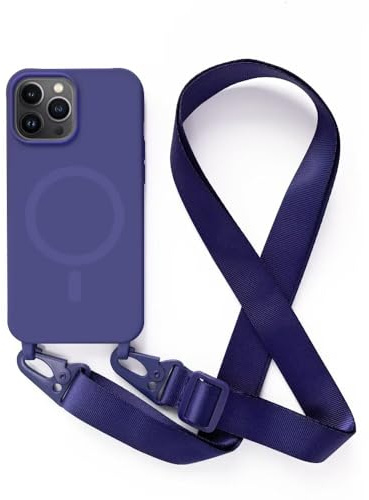 2NSPDRGNI Crossbody Case Compatible with iPhone 13 Pro,Wireless Charging Shell with Adjustable Neck Cord Lanyard Strap,Blue