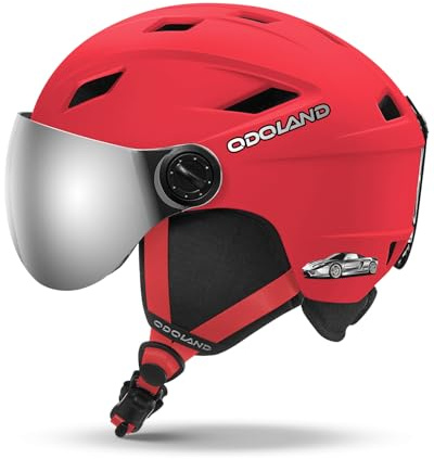 Odoland Kids Ski Helmet with Visor Goggles for Boys Girls, Adjustable Toddler Snowboard Helmet with Magnetic Buckle Strap for Children Ages 3-12 for Skiing RXS