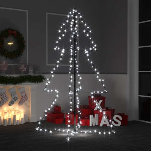 Árbol cónico de Navidad con 200 luces LED para interior y exterior, 98 x 150 cm
