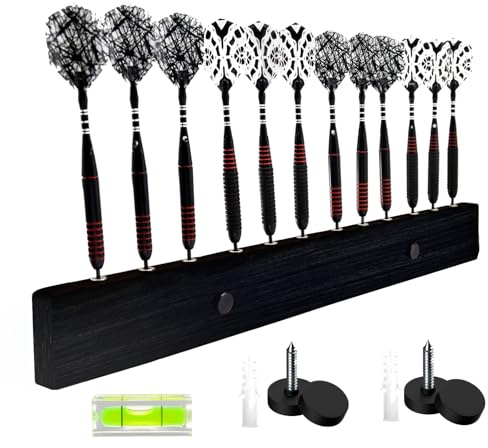 DIMBOI Wood Dart Holder Wall Mount Displays 4 Sets for A Total of 12 Steel/Soft Tip Dart