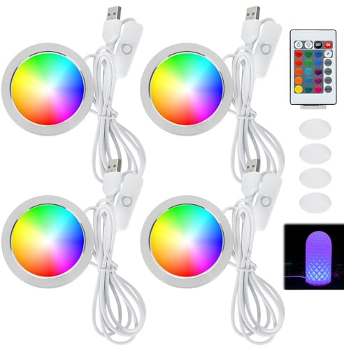 4 Stück 3D-Drucker LED-Lampen-Kit, Nachtlicht Modelle Ersatz, Rgb Licht Mit 4 Fernbedienungen, LED-Lampenbeleuchtungsset, 3D Drucker LED Streifen Beleuchtung, Für Crafting Nachtlicht Modelle