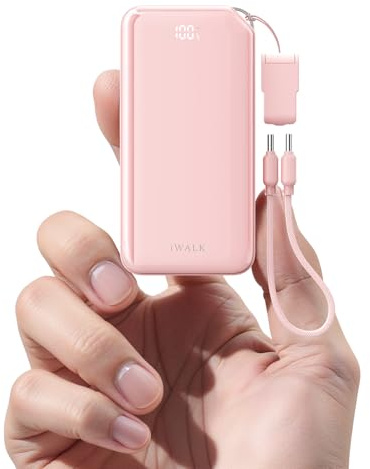 iWALK Portable Charger, Ultra Small 10,000mAh 30W PD Power Bank, USB C in&Out Fast Charging Battery Pack with Stand, Travel Essential Phone Powerbank for iPhone 17/16/15 Pro Max, Samsung S25/S24