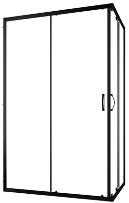 Box Doccia Angolare 80x100 cm Vetro Trasparente 4 mm Profili Neri H185cm Mod. Willis