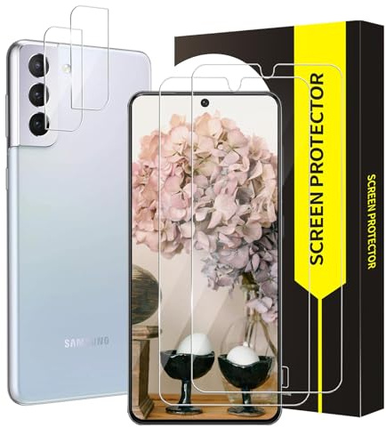 Cable Leader Verre Trempé pour Samsung Galaxy S22 5G, Dureté 9H, Couverture 2.5D vitre protection, Caméra Protecteur, sans bulles, Sensible au Toucher, Ultra HD S22 protection écran-2+2 pièces