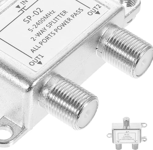 KALLORY Coaxial Cable Splitter 1 Input 2 Output 5-2400mhz Digital Coax Splitter Compatible Rg6 Catv System for Satellite Tv and Internet Cable Distribution