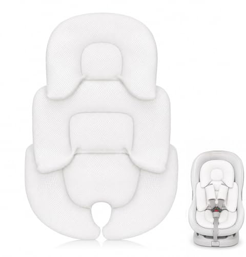 Réducteur De Siège Auto Bébé, SGZIOO Coussin De Siège pour Poussette, Coussin De Poussette, pour Nouveau né, Bebe, Enfant, Blanc