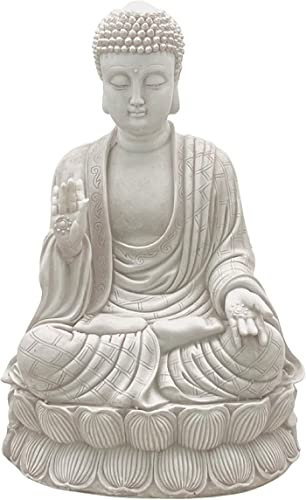 Bellaa 23279 Meditierende Buddha-Statue, 30,5 cm, Yoga, Lotus, Mudra, sitzender Segen, glücklicher tibetischer Buda-Altar, Skulpturen, japanische Zen-Gartendekoration, Marmorstein, Kunstharz-Figuren