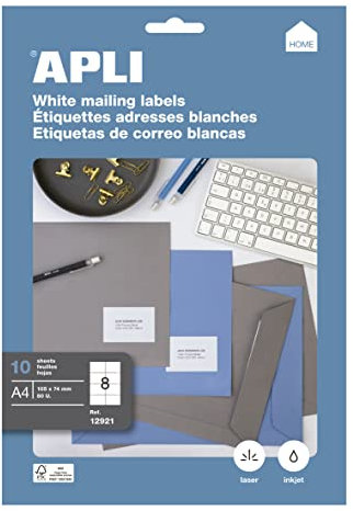 APLI 12921 Permanent-Etiketten, 105,0 x 74,0 mm, 10 Blatt