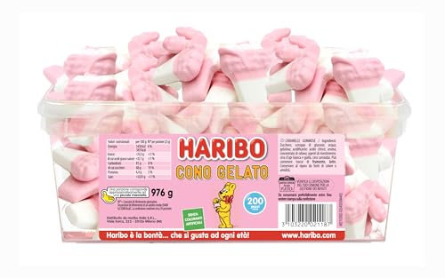 Haribo Cono Gelato, Caramelle Gommose, Gusto Frutta, Ideali per Feste e Dolci Momenti di Relax - Circa 200 Pezzi [976gr]