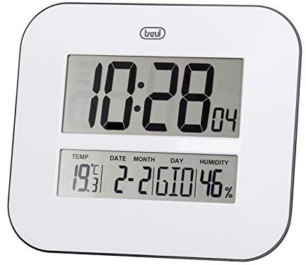 Trevi Om 3520 D Orologio Digitale con Grande Display LCD da Muro, Bianco, 25 x 25 x 4 cm