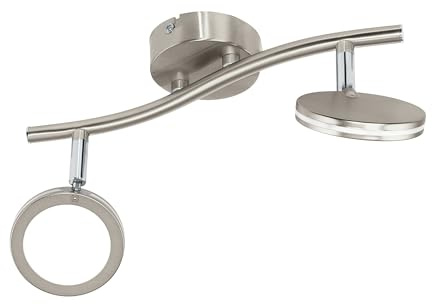 EGLO LED Deckenlampe Karystos, Deckenstrahler, Stahl in nickel-matt, chrom, Kunststoff in weiss warmweiß