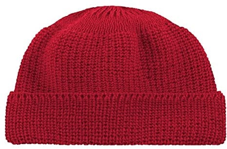 HANSEHELD Strickmütze Seebär GOTS Dockermütze Seemannsmütze kurz und flach - Rot | Seemannsmütze | GOTSs Zertifiziert | Organic | kbT | Bio | Nachhaltig | Made in Germany