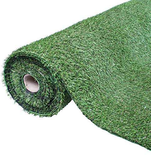 GardenKraft Gazon Artificiel 26079 4 m x 1 m 15 mm Fibres Pelouse de Jardin synthétique Haute densité, Vert foncé
