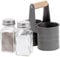 Glass Salt and Pepper Shakers with Metal Storage Stand