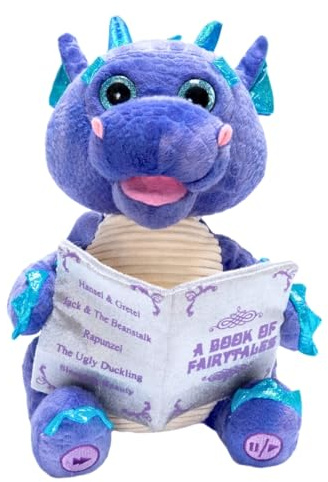 Cuddle Barn Duncan The Storytelling Dragon 30,5 cm animiertes Stofftier Plüschtier, Mund bewegt, Kopf schwingt und Augen leuchten auf, rezitiert 5 Märchen