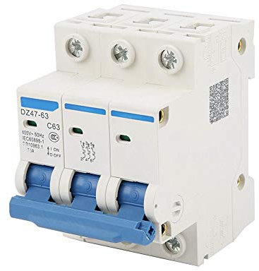 Interruttore Automatico Fi, Interruttore Corrente Residua, Interruttore Differenziale Rccb a 3 Poli 220 / 380V 63A DZ47-63, Protezione Cortocircuito Sovraccarico