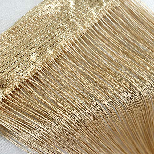 GLITZFAS Vorhänge 100 x 200 cm Fadengardine Fadenvorhang Wandvorhang Schaufensterdekoration, Dekorative Gardine Raumteiler Fliegenschutz für Hochzeit, Café, Restaurant (Champagner)