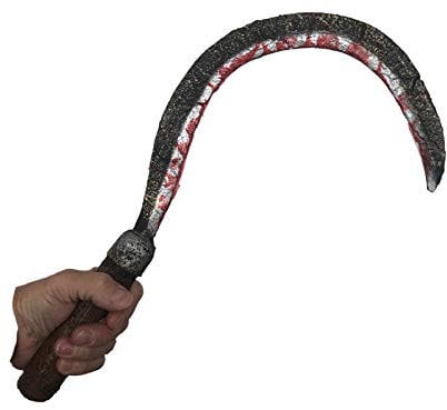 hoz de la mugre, arma falsa, sangrienta y espantosa, guadaña manchada de sangre, accesorios de Halloween, guadaña de la mugre, accesorio de espuma realista,