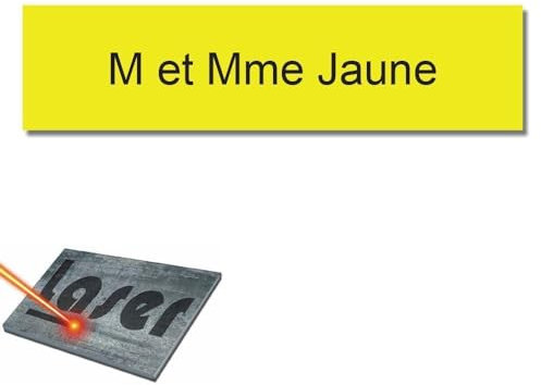 Plaque gravée pour nom boîte aux lettres autocollante 10x2,5cm personnalisée 1 à 3 lignes Jaune