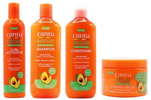 Cantu Avacado Feuchtigkeitscreme Shampoo, Conditioner, Curling Cream & Curl Activator Cream (4er-Set)