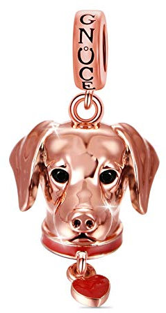 GNOCE Labrador Hund Charms Anhänger Sterling Silber 18 Karat Roségold Tier Haustier Beads Charm Fit Armband/Halskette Mode Schmuck für Frauen Mädchen