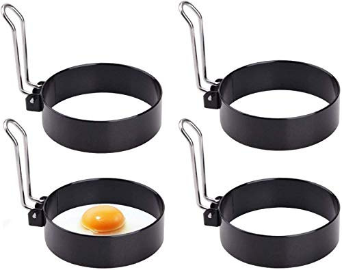 FLYFISH - Anello per uova al tegamino, in acciaio inox, antiaderente, con manici pieghevoli, per cucinare uova al tegamino, pancake, omelette, ecc.