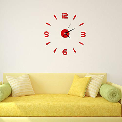 Reloj de pared, adhesivo de reloj de pared, disfruta del placer de la experiencia de bricolaje, para dormitorio, hogar, cocina, comedor (rojo)