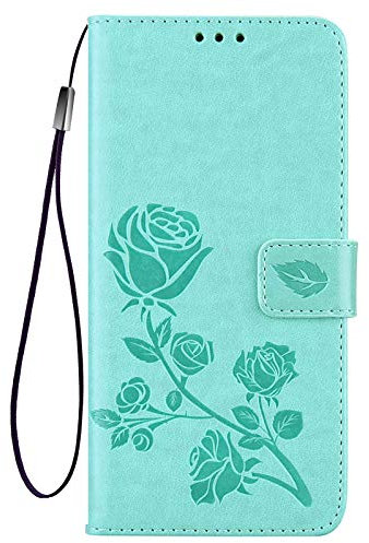 WEIOU pour Samsung Galaxy A53 5G Coque, Gaufrage Rose Étui de Protection Antichoc TPU Housse Premium en Cuir PU ave Portefeuille Fentes pour Cartes. Vert