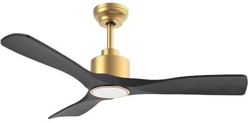 OFANTOP 132cm Moderner Deckenventilator mit Licht und Fernbedienung, Schwarz-Gold High CFM Leiser DC Motor mit 3 Flügeln für Wohnzimmer und Schlafzimmer