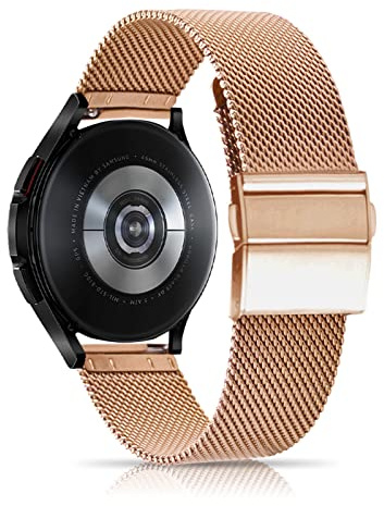 CeiBand 20mm Metall Armband für Samsung Galaxy Watch 7 (40mm 44mm)/6 Classic/5, Active 2, FE - Edelstahl Ersatzarmband - Roségold