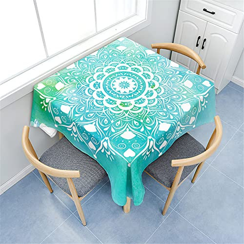 Morbuy Tischdecken Quadratisch, Mandala Stil Tischdecke Wasserdicht Lotuseffekt Küchentischdecke Abwischbar Fleckschutz Tischtuch für Restaurant Garten Party Outdoor (60x60cm,Lotus Blume)