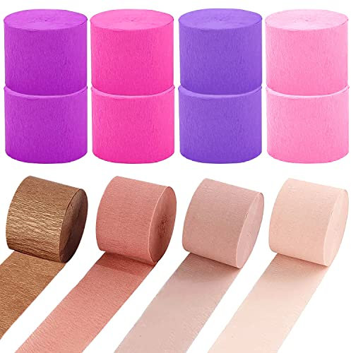 Krepppapier Rosa Kreppbänder 4.5cm x 25m Kreppapier Crepe Paper für Hochzeit Geburtstagsfeier Feier Deko Papierfalten Basteln Handarbeiten Papierkunst Hintergrund Luftschlangen Papier Maibaum Bänder