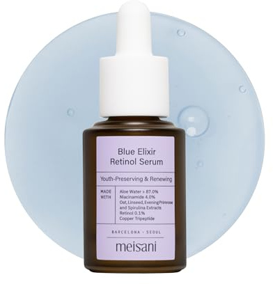 MEISANI 5965-60107 Blue Elixir Retinol Serum 15 ml for adults, designed for hydration, nourishment and skin care, 15 ml, blue