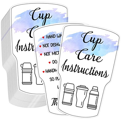 Sureio 200 Pieces Tumbler Cup Cards, Cup Care Instructions Cards, Tumbler Care Card, Mug Insert for Business, Customer Directions Card, Online Shop Package Insert(Stylish Style)