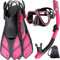 Zenoplige Schnorchelset Erwachsene mit Flossen, Anti-Fog Panorama Taucherbrille, Dry Top Schnorchel und Schwimmflossen, 3 in 1 Schnorchel Set für Schwimmen, Tauchen