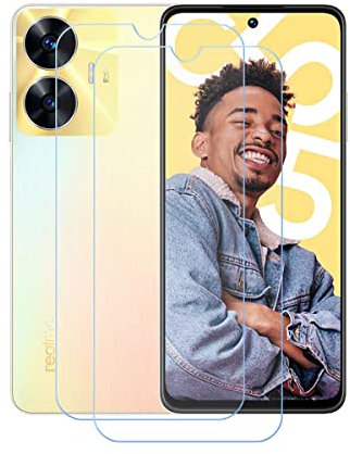 2 Piezas Protector de Pantalla para Realme C55,9H Dureza HD Anti-caída/Anti-rasguños Sin Burbujas Cristal Templado Vidrio Templado para Realme C55 (6,72).