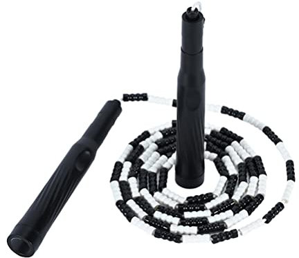 KENANLAN Springseil Segmentiertes Springseil mit weichen Perlen, verstellbare Länge, Fitness-Springseil Kinder und Erwachsene (Schwarze Routine)