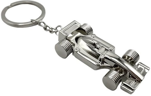 AUTOZOCO Schlüsselanhänger Auto Formula 1 Metall, Schlüsselanhänger F1, Automobil, Schlüsselanhänger aus Metall, Schlüsselanhänger, Rennauto, Metall-Schlüsselanhänger Formel 1, silber, L