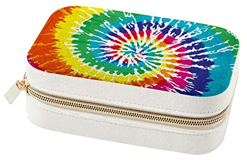 WOSHJIUK Schmuckschatulle Reise Schmuckschatulle,Buntes Bild Rainbow Strudel,Schmuck Organizer Kleine Schmuckschatullen für Frauen