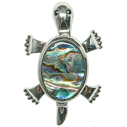 Naturosphère - Bijoux naturels C14 - Broche Tortue avec Nacre Abalone
