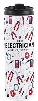 Electrician Travel Mug - Novelty Trades Gift Reusable Stainless Steel Vacuum-Sealed Double-Walled Hot/Cold Drinks Travel Flask 500ml (16 fl oz)