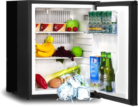 Techomey Kühlschrank 12v 230v, Camping Kühlschrank 12V, Umkehrtür, Absorber Kühlschrank für Wohnmobil, Wohnwagen, Haus, Hotel, Schwarz, 51L