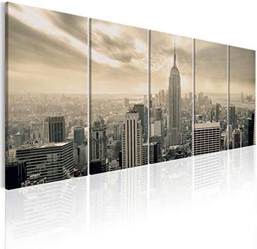 murando - Akustikbild New York 100x40cm 5 tlg Bilder Akustikschaum Schallschutz Wand Akustikpaneele Wandpaneele Schalldämmung Wandbild Schallabsorber Akustikplatten Skyline NYC Stadt City d-B-0081-b-o