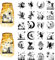 CREATCABIN 24 Stück Feen-Silhouetten,Einmachglas-Dekor,Engel,Laterne,Laserausschnitte,Ornamente,Löwenzahn,Mond,Sammelalbum Für Milchglas,Wand,Autos,Basteln,Weihnachten,Schwarz,10x9cm(Ohne Aufkleber)