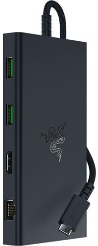 Razer USB C Dock 11-Port Travel Charging Station for Windows Mac Laptop iPad Surface Chromebook Galaxy Tab: Type C, HDMI, Ethernet, MicroSD - 4K 60 Hz Display - 85 W Tablets + Mobile Fast Charge